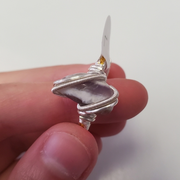 "Dream Stripes" Dream amethyst handmade wire wrap ring size 7 - Picture 4 of 7